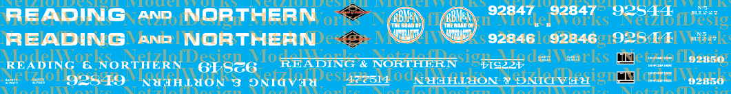 Reading & Northern Caboose Decal Set