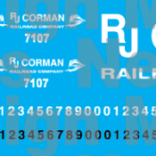 RJ Corman Locomotive Decal Set, all caps Logo