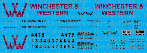 Winchester Western 2 Bay Covered Hopper Decals with Logo