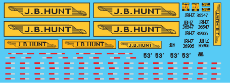 " " JB Hunt D.C.S Trailer Decals HO Scale Truck