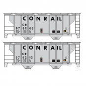 Conrail Covered Hopper 2 Bay PS2 Gray No Logo