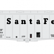 Santa Fe 40ft Airslide Covered Hopper Name and Logo Decals