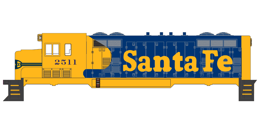 ND-2408_Santa_Fe_Locomotive_CF7_Yellow_Cab_Layout